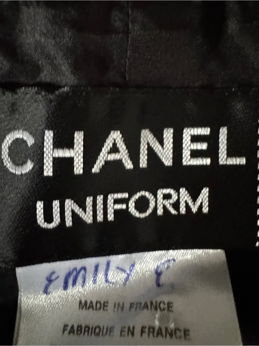 CHANEL Uniform Black Wool Blend Blazer Jacket France CC Logo Size 36 US 4